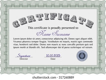 Diploma template. Vector pattern that is used in currency and diplomas.Nice design. With complex background. 