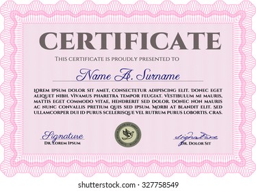 Diploma template. Vector pattern that is used in money and certificate.With quality background. Modern design. 