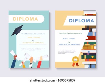 Plantilla de diploma/certificado de reconocimiento. Ilustración de fondo del vector.
