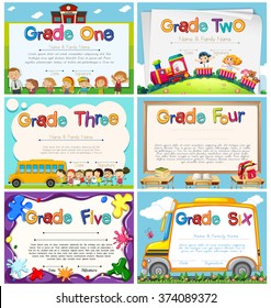 Diploma templates for primary school illustration