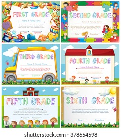 Diploma templates for primary school illustration