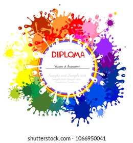 Diploma termination preschool program training children. Official document educational institution. Concept design diploma education. Flat vector. Diploma template for kindergarten students. Vector