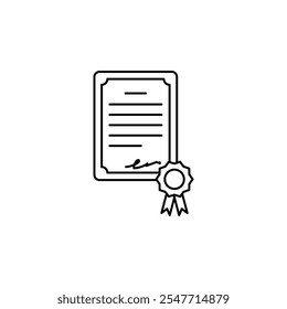Ícone vetorial de linha fina do diploma