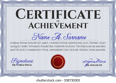 Diploma. Vector certificate template.Sophisticated design. With guilloche pattern and background. 