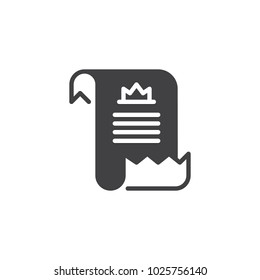 Diploma vector icon. filled flat sign for mobile concept and web design. simple solid icon. Parchment symbol, logo illustration. Pixel perfect vector graphics
