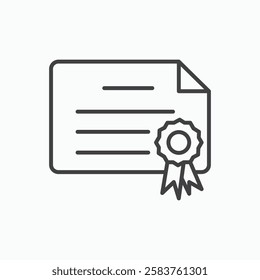 Diploma vector icon isolated in black line