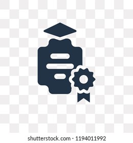 Diploma vector icon isolated on transparent background, Diploma transparency concept can be used web and mobile