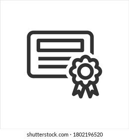 Icono del vector del diploma sobre fondo blanco
