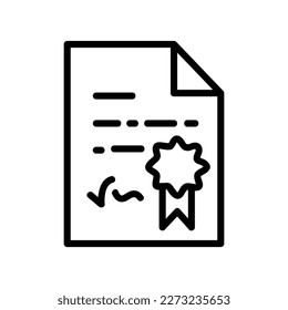 Diploma vector icon, Outline style, isolated on white Background.