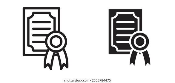 Diploma vector icon set in black color.