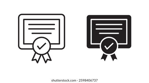 Diploma vector icon set in black color.