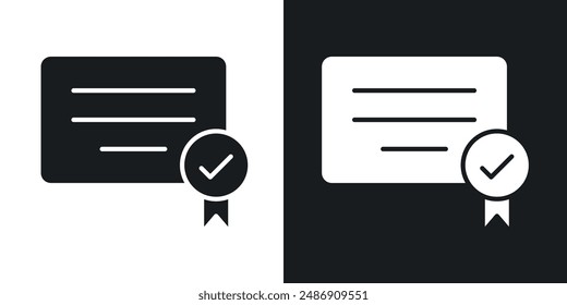 Diploma vector icon set in solid black and white color