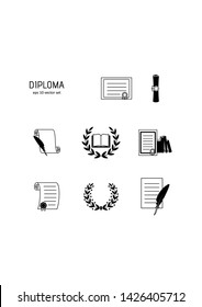 Diploma - vector icon set. Symbol for web, infographics, print design and mobile UX/UI kit. Vector illustration, EPS10.