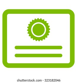 Diploma vector icon. Style is flat symbol, eco green color, rounded angles, white background.
