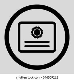 Diploma vector icon. Style is flat rounded symbol, black color, rounded angles, light gray background.