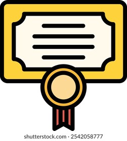 Diploma Vector Line Filled Icon Design