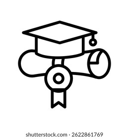 Diploma Vector outline icon. Eps10 file 