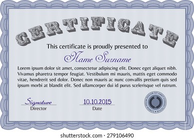 Diploma. Vector pattern that is used in money and certificate.With complex linear background. Good design. 