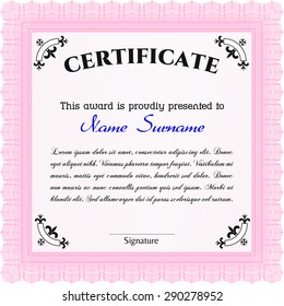 Diploma. Vector pattern that is used in currency and diplomas.Cordial design. With complex background. 