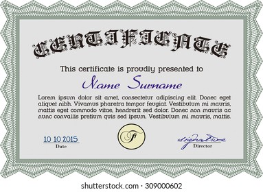 Diploma. Vector pattern that is used in currency and diplomas. Cordial design with complex background. 