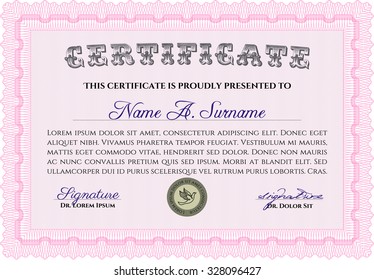 Diploma. Vector pattern that is used in money and certificate.With complex background. Elegant design. 