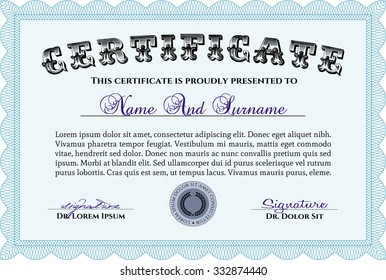 Diploma. Vector pattern that is used in money and certificate.Artistry design. With linear background. 