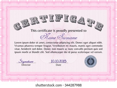 Diploma. Vector pattern that is used in money and certificate.With quality background. Lovely design. 