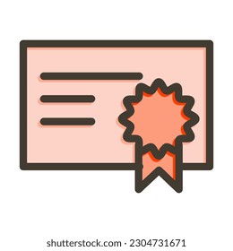 Diploma Vector Thick Line Filled Colors Icon Design