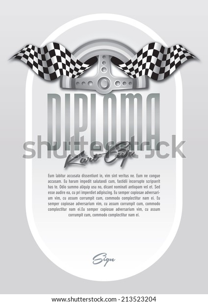 Diploma for the winner of motorsport,\
motorsports championship race go-karts, in\
cars