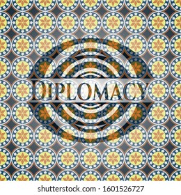 Diplomacy arabesque emblem. arabic decoration.