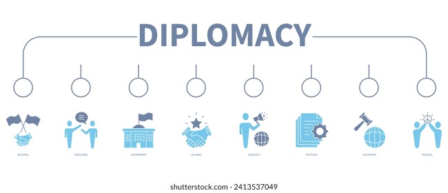 Diplomacy banner web icon vector illustration concept