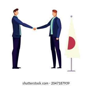 Diplomacy flat icon with two politicians handshaking vector illustration