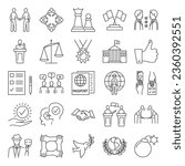 Diplomacy icon set in line style. Vector illustration.