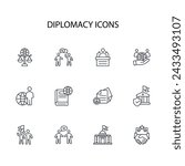 diplomacy icon set.vector.Editable stroke.linear style sign for use web design,logo.Symbol illustration.