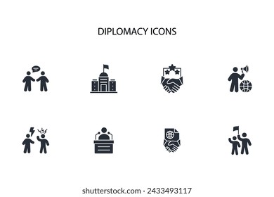 icono de diplomacia set.vector.Trazo editable.signo de estilo lineal para el uso de diseño web,logo.Ilustración de símbolo.