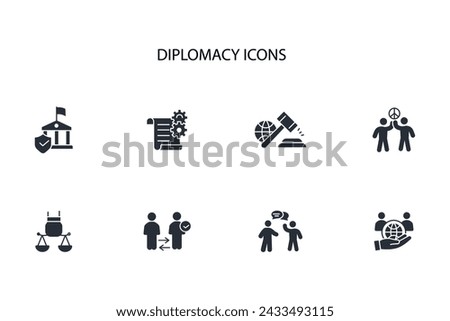 diplomacy icon set.vector.Editable stroke.linear style sign for use web design,logo.Symbol illustration.