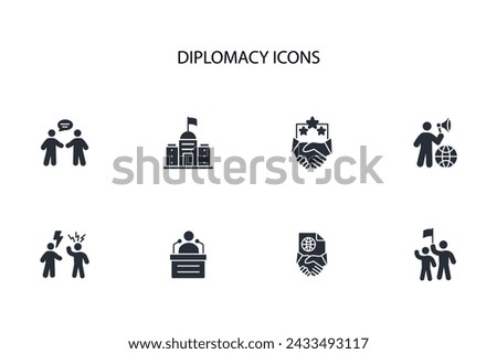 diplomacy icon set.vector.Editable stroke.linear style sign for use web design,logo.Symbol illustration.