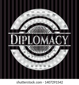 Diplomacy silver emblem. Vector Illustration. Mosaic.
