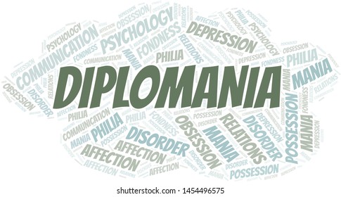 Diplomania word cloud. Type of mania, made with text only.