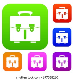 Diplomat bag set icon in different colors isolated vector illustration. Premium collection