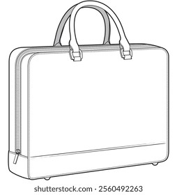 Diplomat briefcase flat sketch vector illustration technical cad drawing template