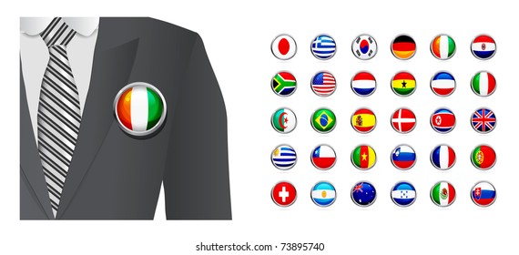 Diplomat with flag badge on white background