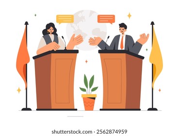 Diplomat Profession Vector Illustration Featuring International Negotiations and Agreement Signing for Worldwide Representation of Countries