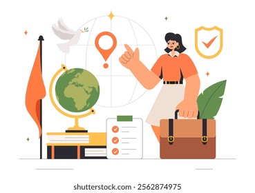 Diplomat Profession Vector Illustration Featuring International Negotiations and Agreement Signing for Worldwide Representation of Countries