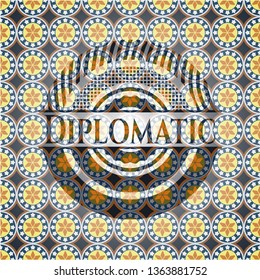 Diplomatic arabesque emblem background. arabic decoration.