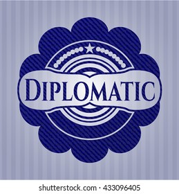 Diplomatic badge with denim background