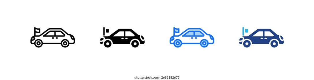 Conjunto de iconos de coche diplomático Colección de estilo múltiple