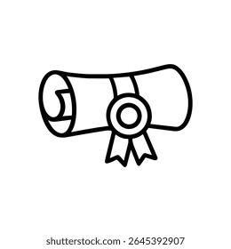 Diplomatic document scroll ribbon detail. Icon symbol illustration