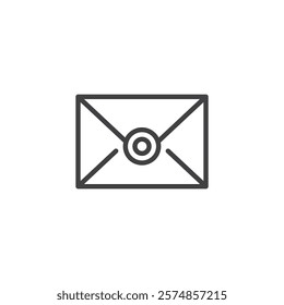 Diplomatic Envelope line icon. linear style sign for mobile concept and web design. An envelope with a seal outline vector icon. Email message symbol, logo illustration. Vector graphics