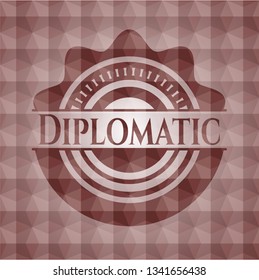 Diplomatic red geometric pattern emblem. Seamless.